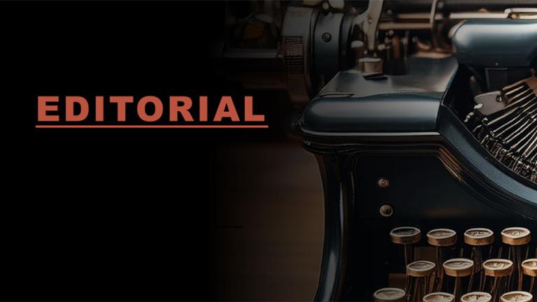 Imagen con el texto "Editorial" y una máquina de escribir