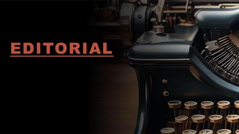 Imagen con el texto "Editorial" y una máquina de escribir