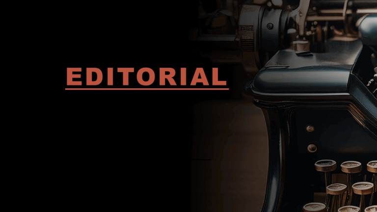 Imagen con el texto "Editorial" y una máquina de escribir