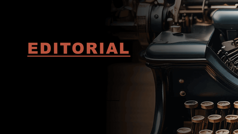 Imagen con el texto "Editorial" y una máquina de escribir